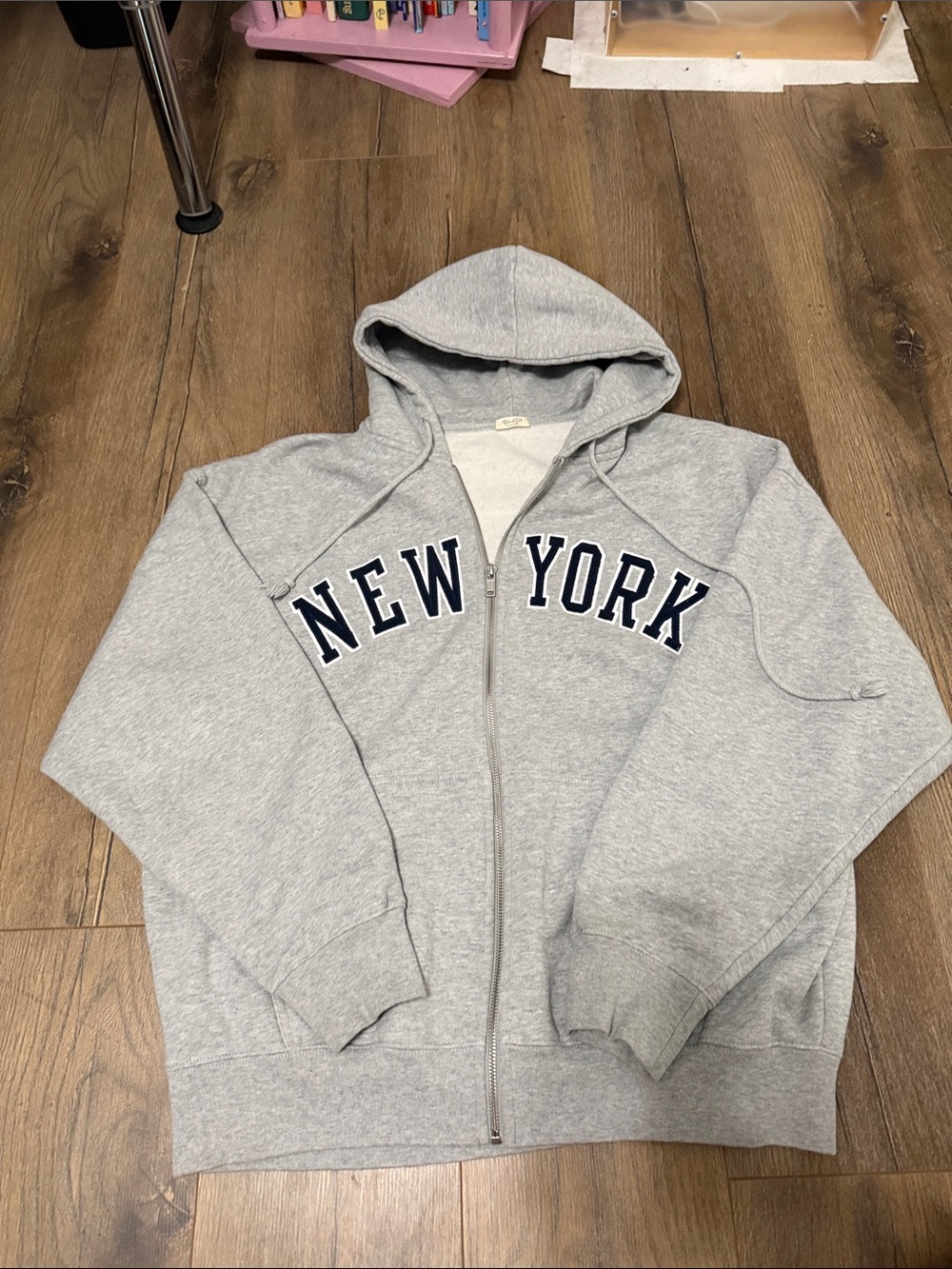 John Galt/ Brandy Melville Gray 'New York' Zip-Up Christy Hoodie